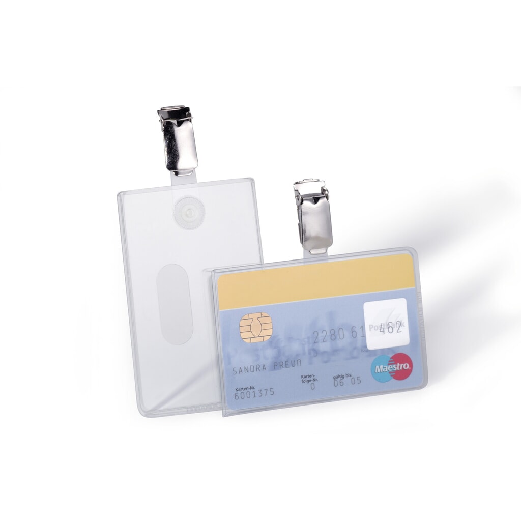 DURABLE AUSWEISHÜLLE MIT CLIP FÜR 1 BETRIEBS-/SICHERHEITSAUSWEIS, QUERFORMAT 50 Stück Illustration du produit: DURABLE AUSWEISHÜLLE MIT CLIP FÜR 1 BETRIEBS-/SICHERHEITSAUSWEIS, QUERFORMAT 50 Stück
