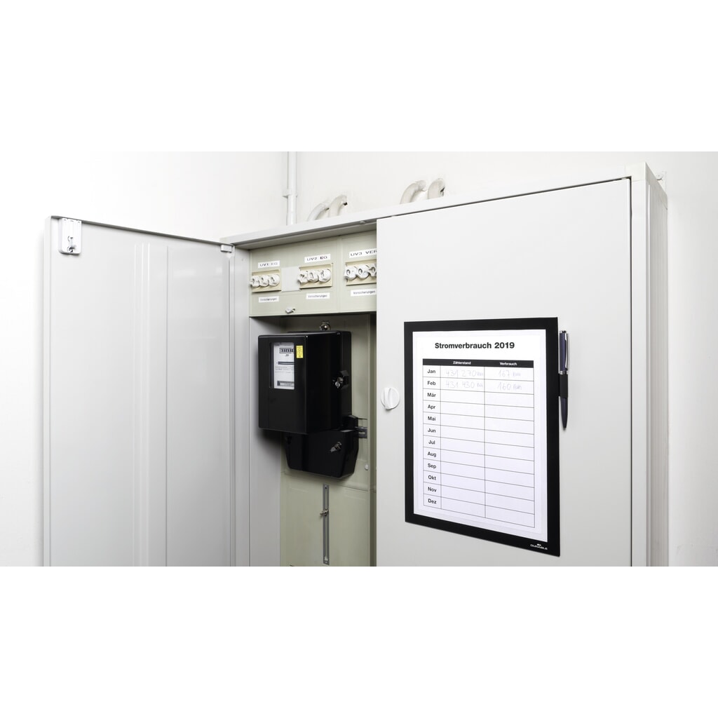 Illustration du produit: DURABLE Info-Rahmen DURAFRAME® MAGNETIC NOTE A4, offener Magnetrahmen für metallische Oberflächen, mit Stifthalter, schwarz
