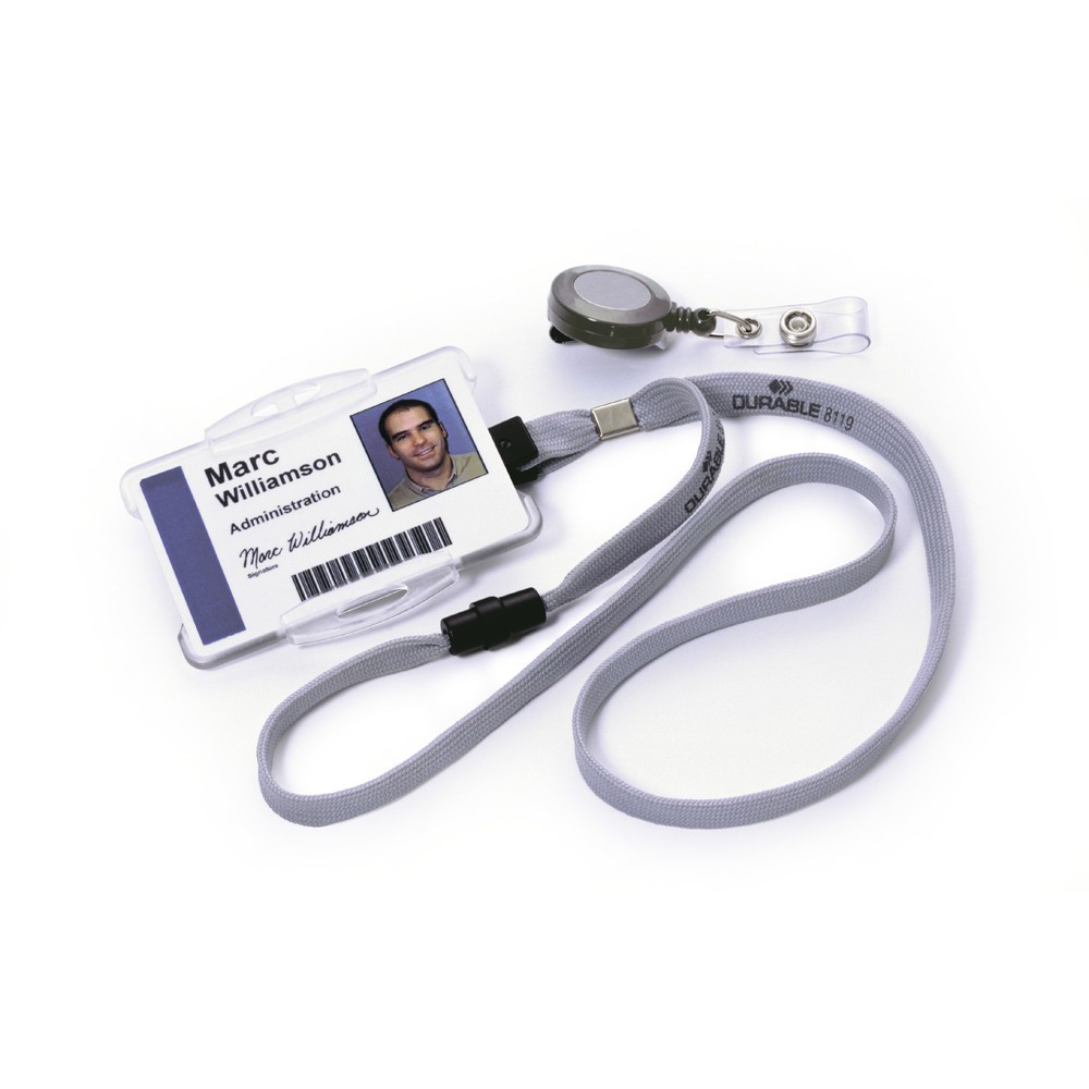 N° de l'image du produit 3 : DURABLE TEXTILBAND 10 MIT SICHERHEITSVERSCHLUSS 60 Stück, grau
