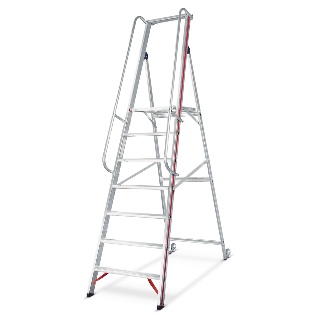 Échelle plate-forme HYMER, avec roulettes anti-basculement, hauteur de 0,95 m N° de l'image du produit 1 : Échelle plate-forme HYMER, avec roulettes anti-basculement, hauteur de 0,95 m