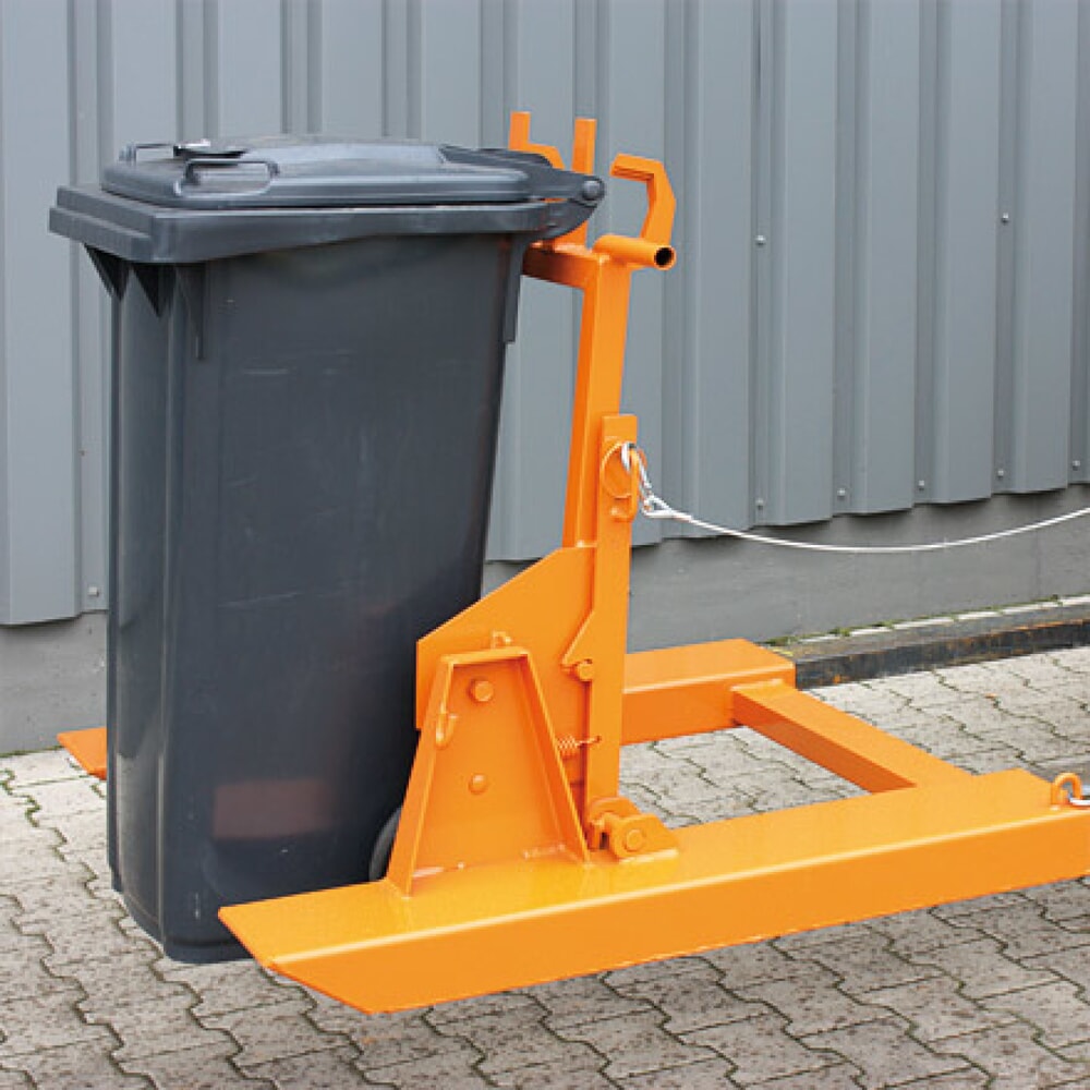 N° de l'image du produit 2 : Eichinger® Basculeur de poubelle pour poubelles d’ordures ménagères, 600 kg, poubelle de 80 ou 120 litres orangé pur