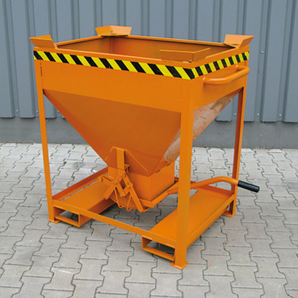 N° de l'image du produit 2 : Eichinger® Conteneur silo entrées de fourche et œillets de grue, sortie centrale commandé par levier, 300 litres, orangé pur
