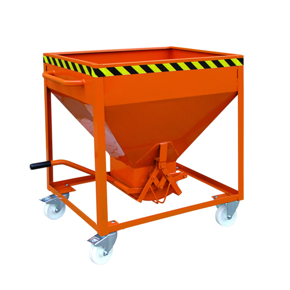 N° de l'image du produit 1 : Eichinger® Conteneur silo sur roulettes, sorti centrale commandée par levier, 300 litres, orangé pur