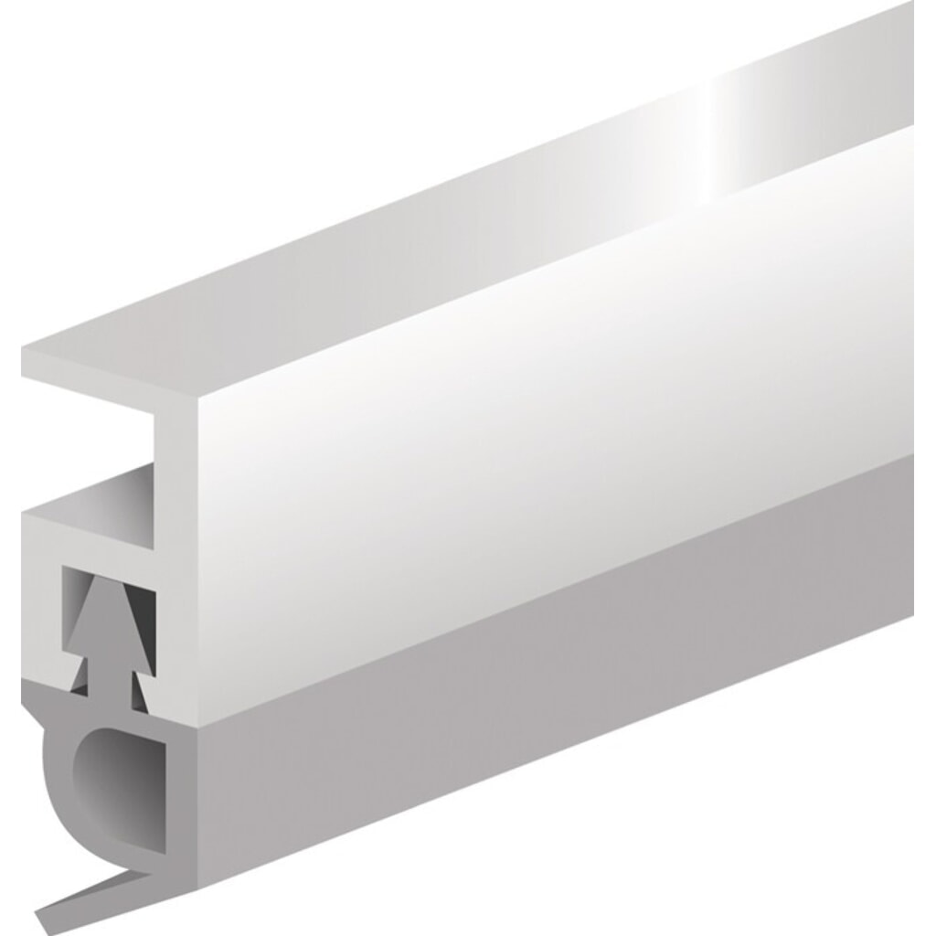 Illustration du produit: ELLEN Abdichtungsschiene PTS-AR, Kunststoff blank weiß, Länge 2100 mm Breite 5 mm, mit Weich PVC-Lippe
