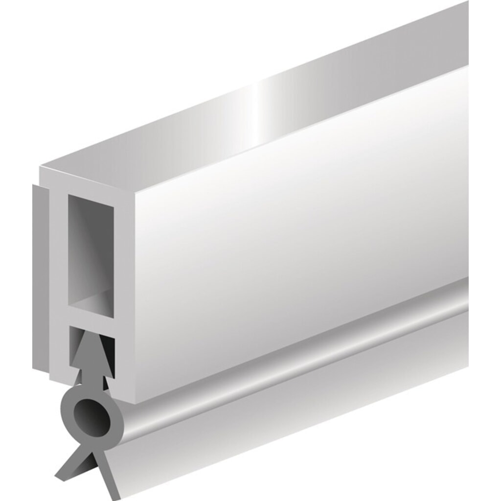 Illustration du produit: ELLEN Abdichtungsschiene PTS-ZK, blank weiß, Länge 2100 mm Breite 6 mm, mit weich PVC-Lippe