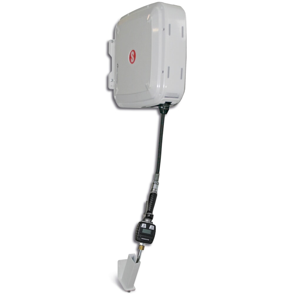 N° de l'image du produit 1 : Enrouleur pour flexible SAMOA, fermé, avec compteur de débit manuel électronique, longueur de flexible 10 m, filetage 1/2"