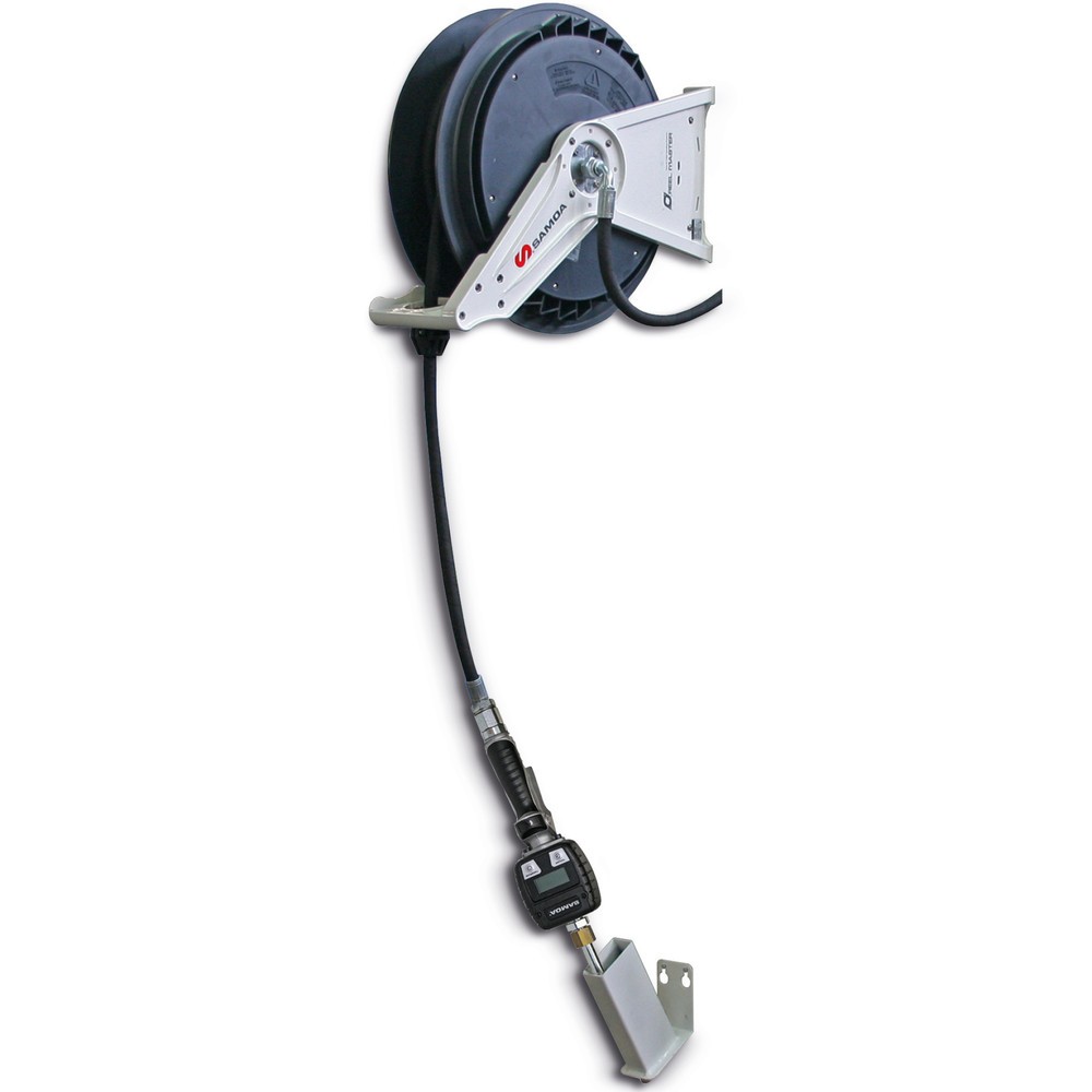 N° de l'image du produit 1 : Enrouleur de tuyau SAMOA, ouvert, avec compteur électronique de débit à main, longueur de flexible 10 m, filetage 1/2"