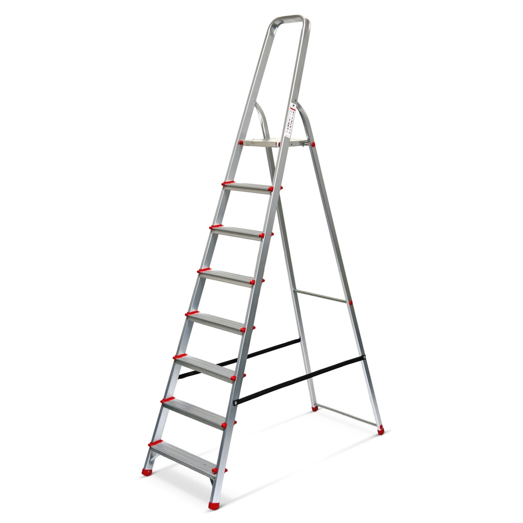 Escabeau à marches avec plate-forme et arceau, unilatéral