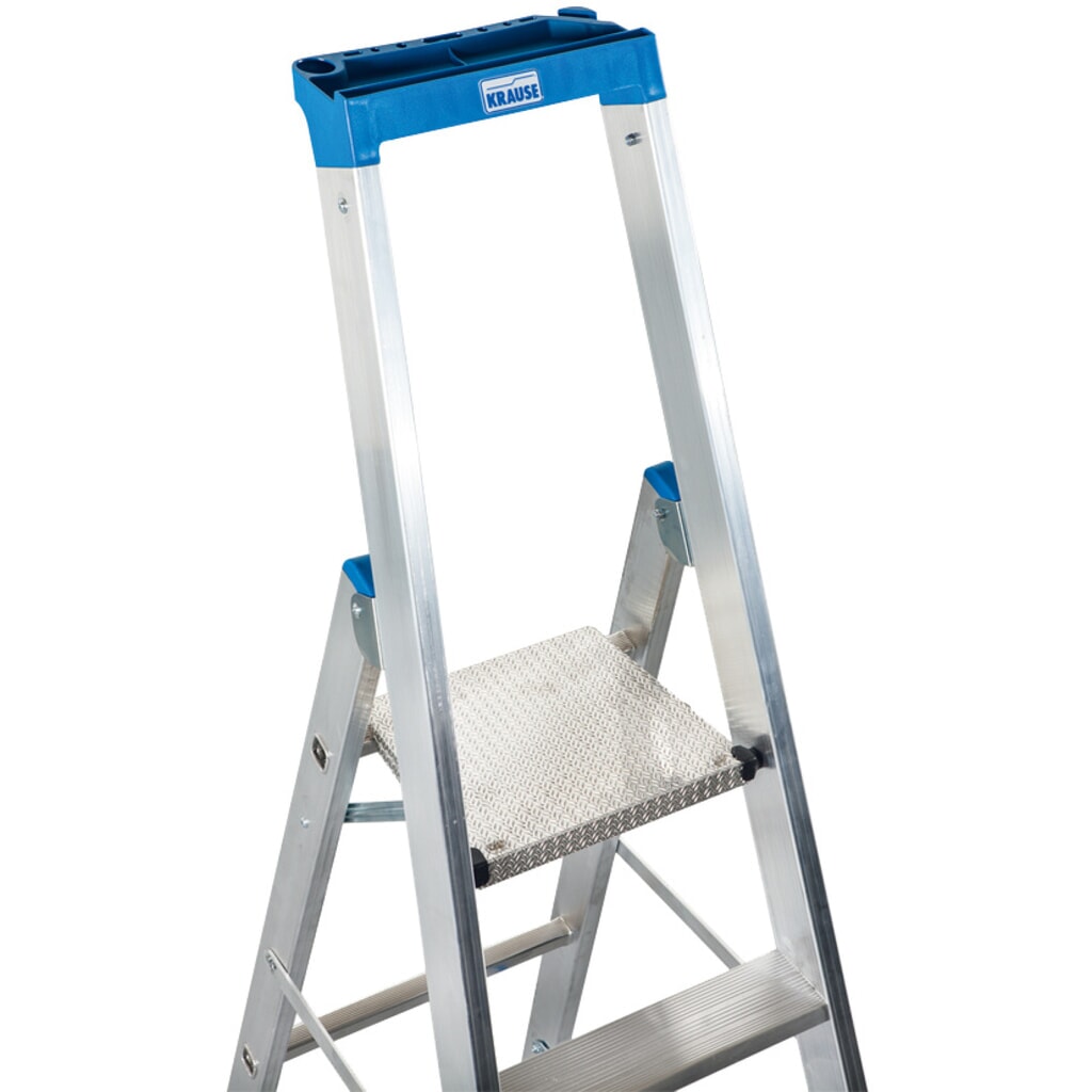Escabeau à marches KRAUSE® Profi, accessible d’un seul côté, avec traverse et roulettes, hauteur déployée 1,40 m N° de l'image du produit 2 : Escabeau à marches KRAUSE® Profi, accessible d’un seul côté, avec traverse et roulettes, hauteur déployée 1,40 m
