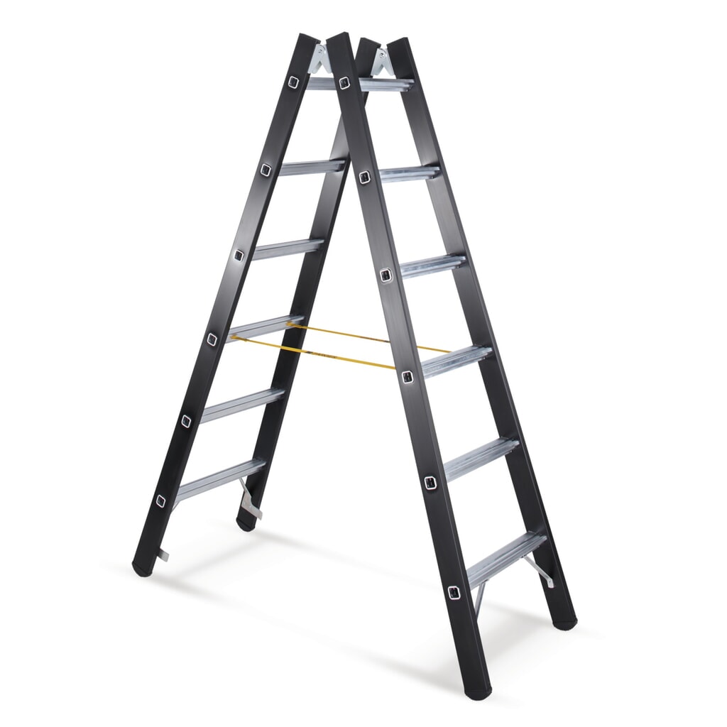Escabeau double à marches anodisé ZARGES, accessible des deux côtés, hauteur de travail 0,50 m Illustration du produit: Escabeau double à marches anodisé ZARGES, accessible des deux côtés, hauteur de travail 0,50 m