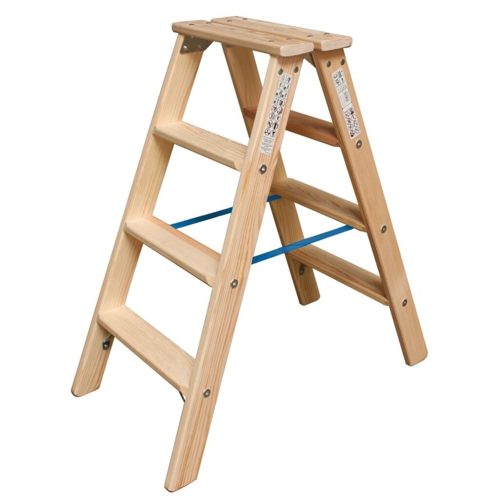 Escabeau double à marches KRAUSE® en bois