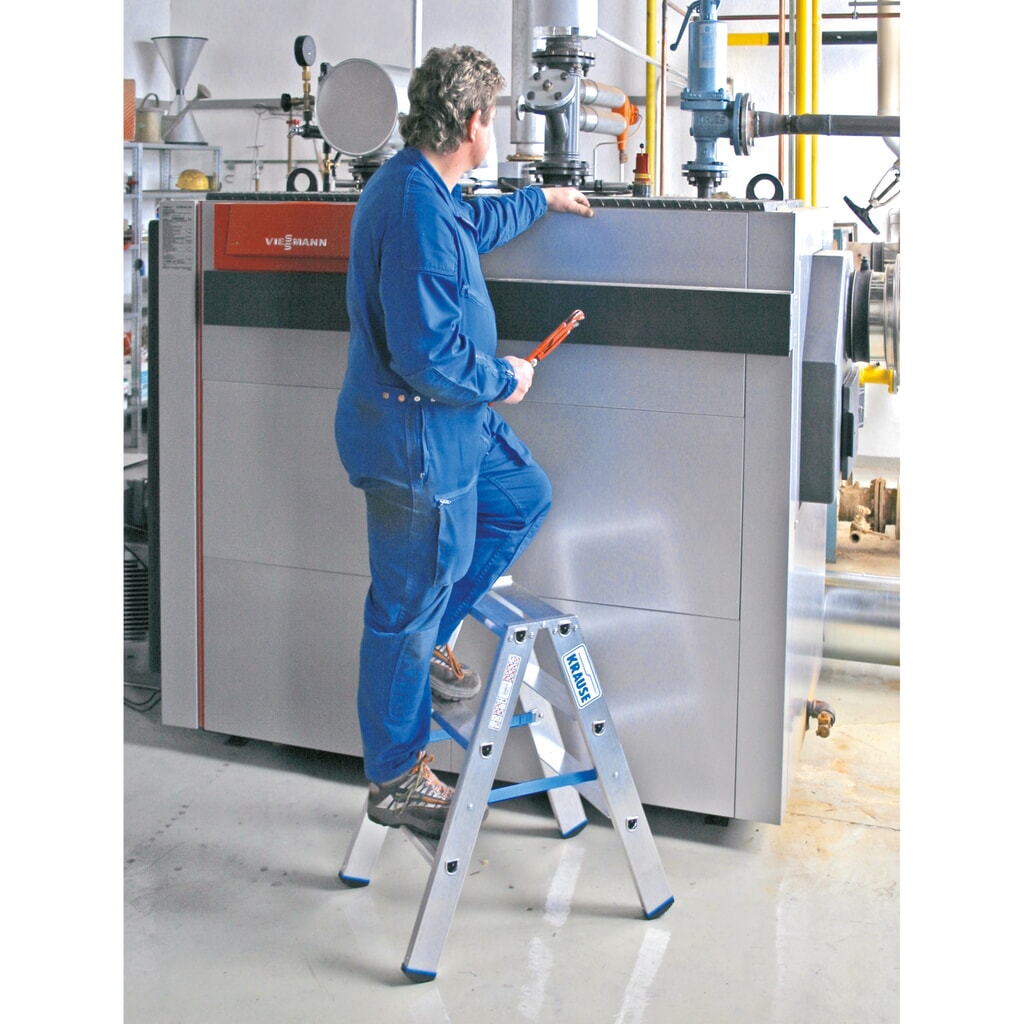 Illustration du produit: Escabeau pliant KRAUSE® en aluminium, accessible des 2 côtés, hauteur déployé 0.25 m