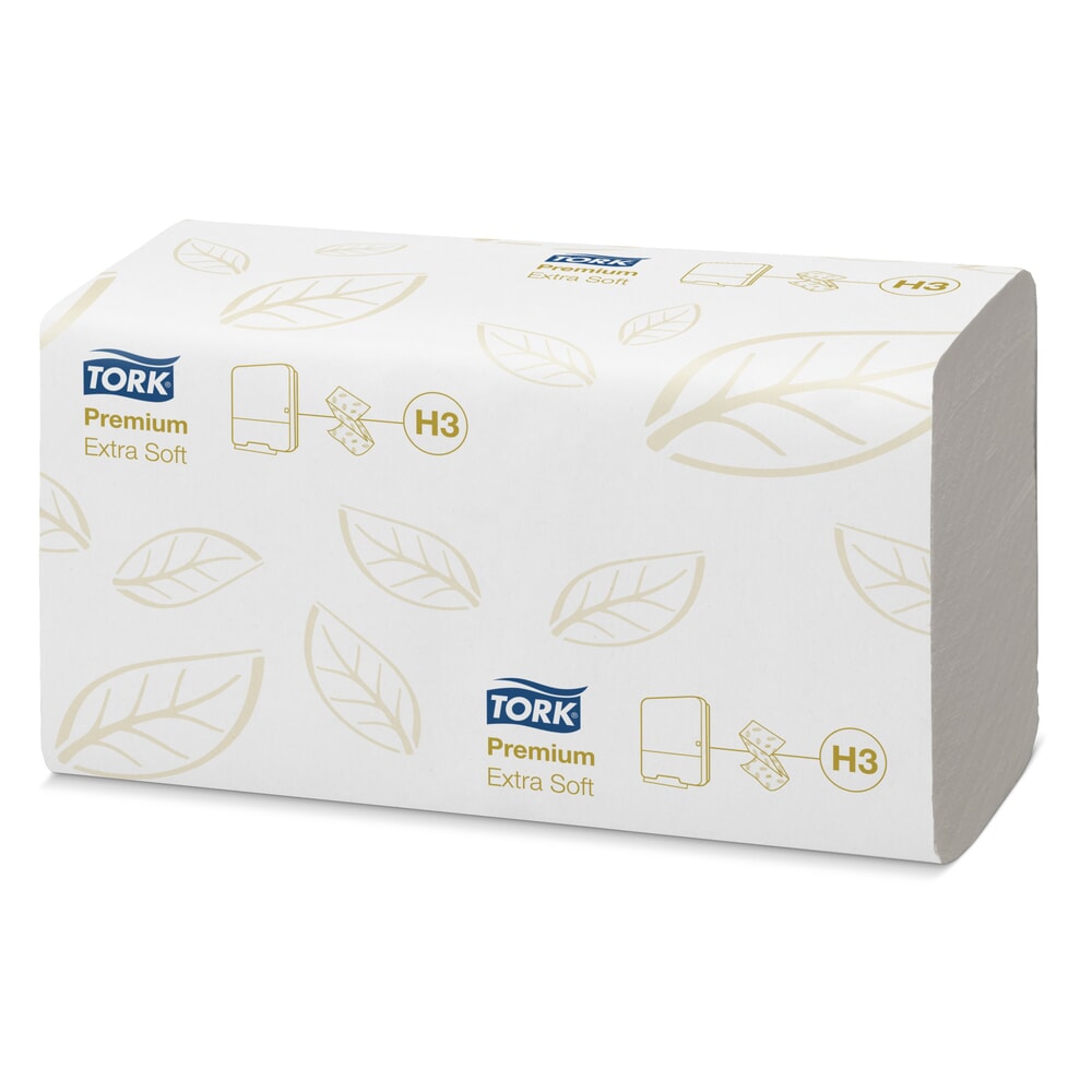 Illustration du produit: Essuie-mains TORK® Premium, pliés en V, 3 000 essuie-mains, blanc
