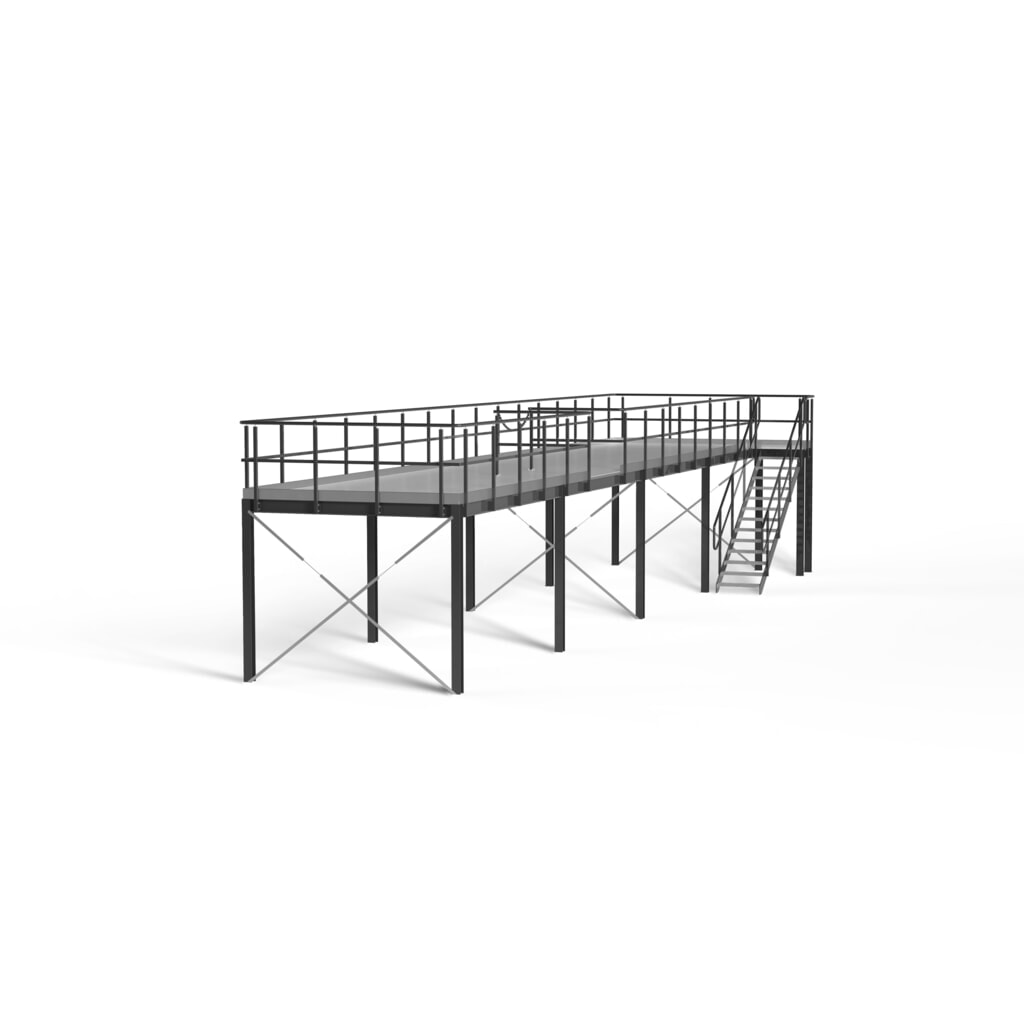Estrade pour système de plates-formes de stockage modulaire, sortie par la droite, bleu gentiane Illustration du produit: Estrade pour système de plates-formes de stockage modulaire, sortie par la droite, bleu gentiane