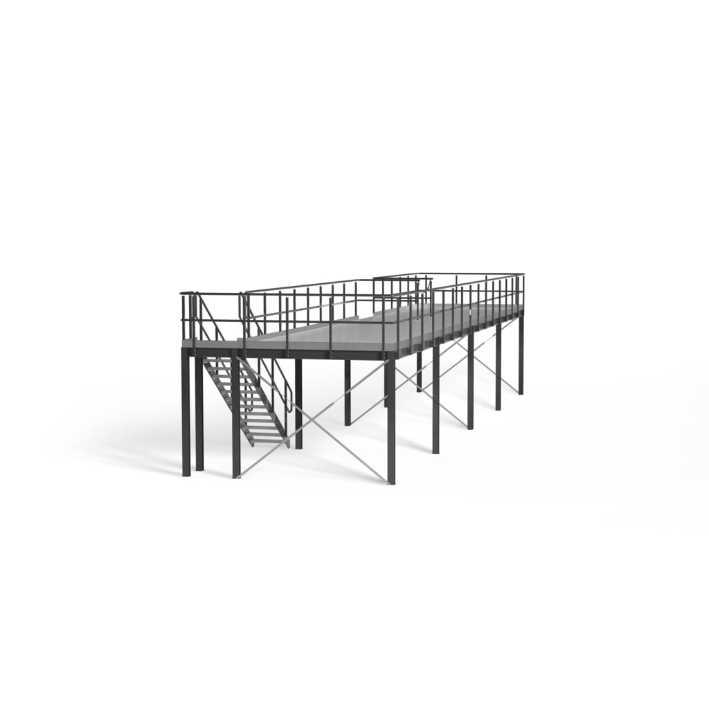 Illustration du produit: Estrade pour système de plates-formes de stockage modulaire, sortie par la gauche, bleu gentiane