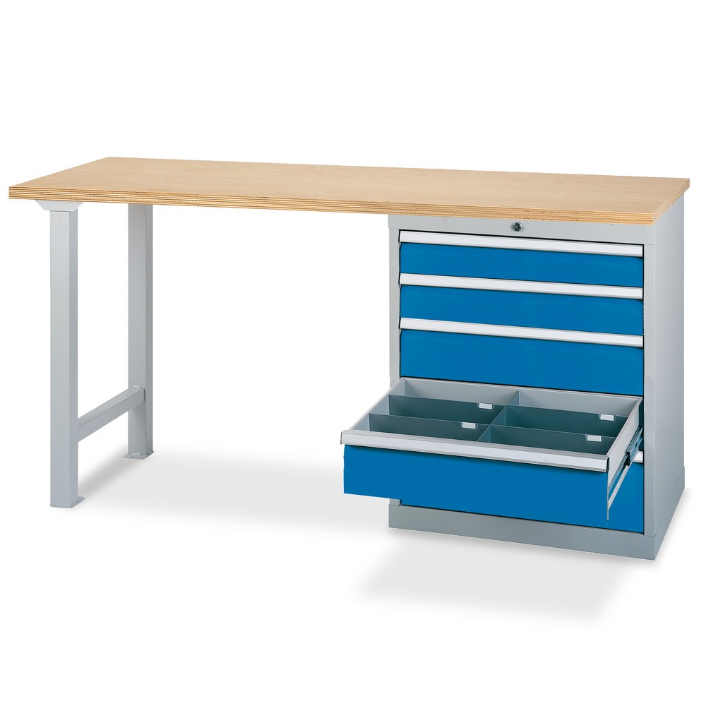 N° de l'image du produit 2 : Établi en ligne avec 4 tiroirs Bedrunka+Hirth, capacité de charge de 1 000 kg, H x l x P 859 x 1 500 x 600 mm