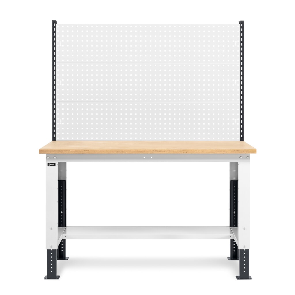 N° de l'image du produit 3 : Établi Fami, réglable en Hauteur de construction et avec Mur multifonction, capacité de charge 1 000 kg, HxLxP 740-1,110 x 1 500 x 750 mm, gris clair RAL 7035 /gris anthracite RAL 7016
