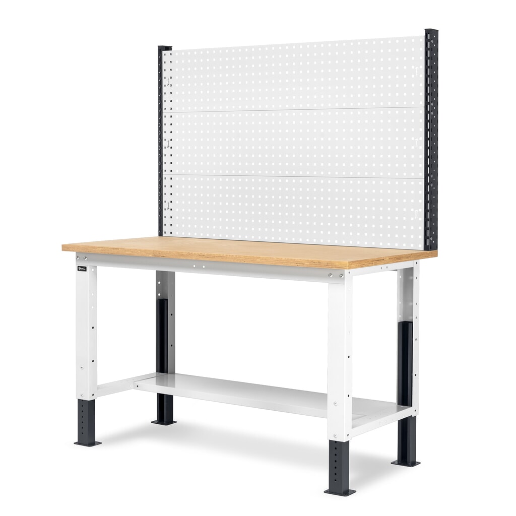 N° de l'image du produit 4 : Établi Fami, réglable en Hauteur de construction et avec Mur multifonction, capacité de charge 1 000 kg, HxLxP 740-1,110 x 1 500 x 750 mm, gris clair RAL 7035 /gris anthracite RAL 7016
