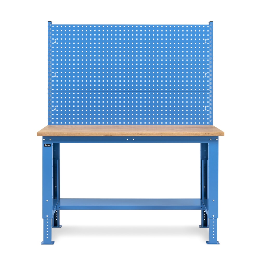 N° de l'image du produit 3 : Établi Fami, réglable en Hauteur de construction et avec Mur multifonction, capacité de charge 1 000 kg, HxLxP 740-1,110 x 1 500 x 750 mm, RAL 5012 bleu clair