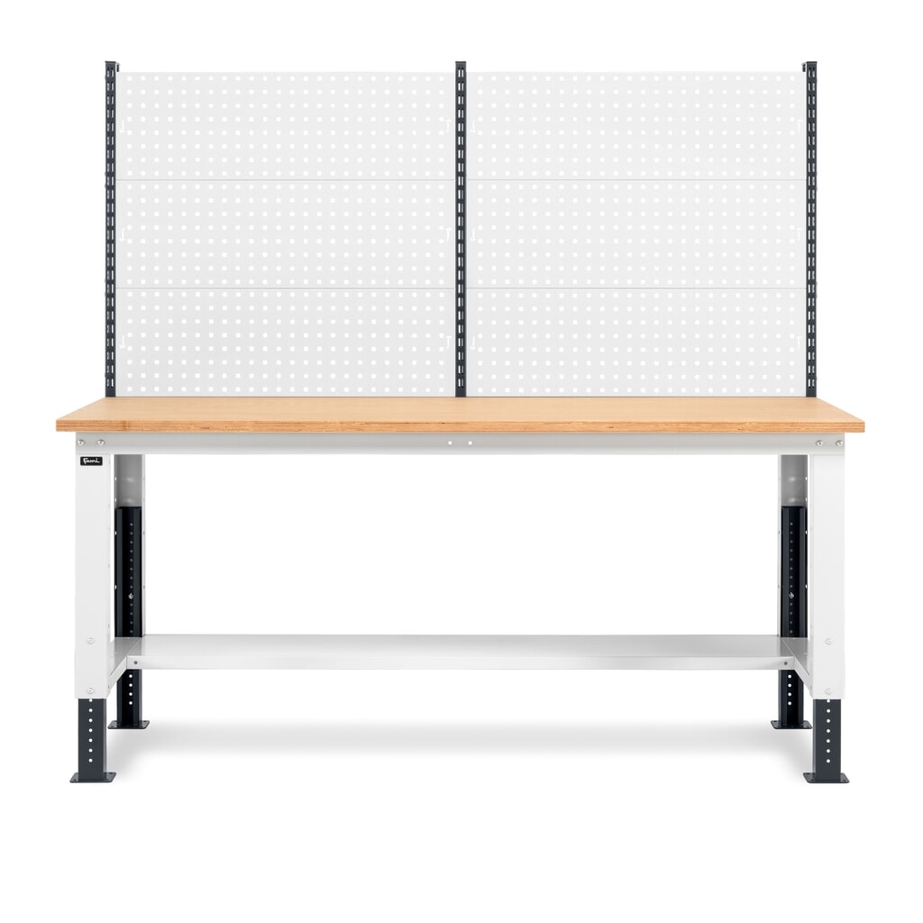 N° de l'image du produit 3 : Établi Fami, réglable en Hauteur de construction et avec Mur multifonction, capacité de charge 1 000 kg, HxLxP 740-1,110 x 2 000 x 750 mm, gris clair/RAL 7016 gris anthracite