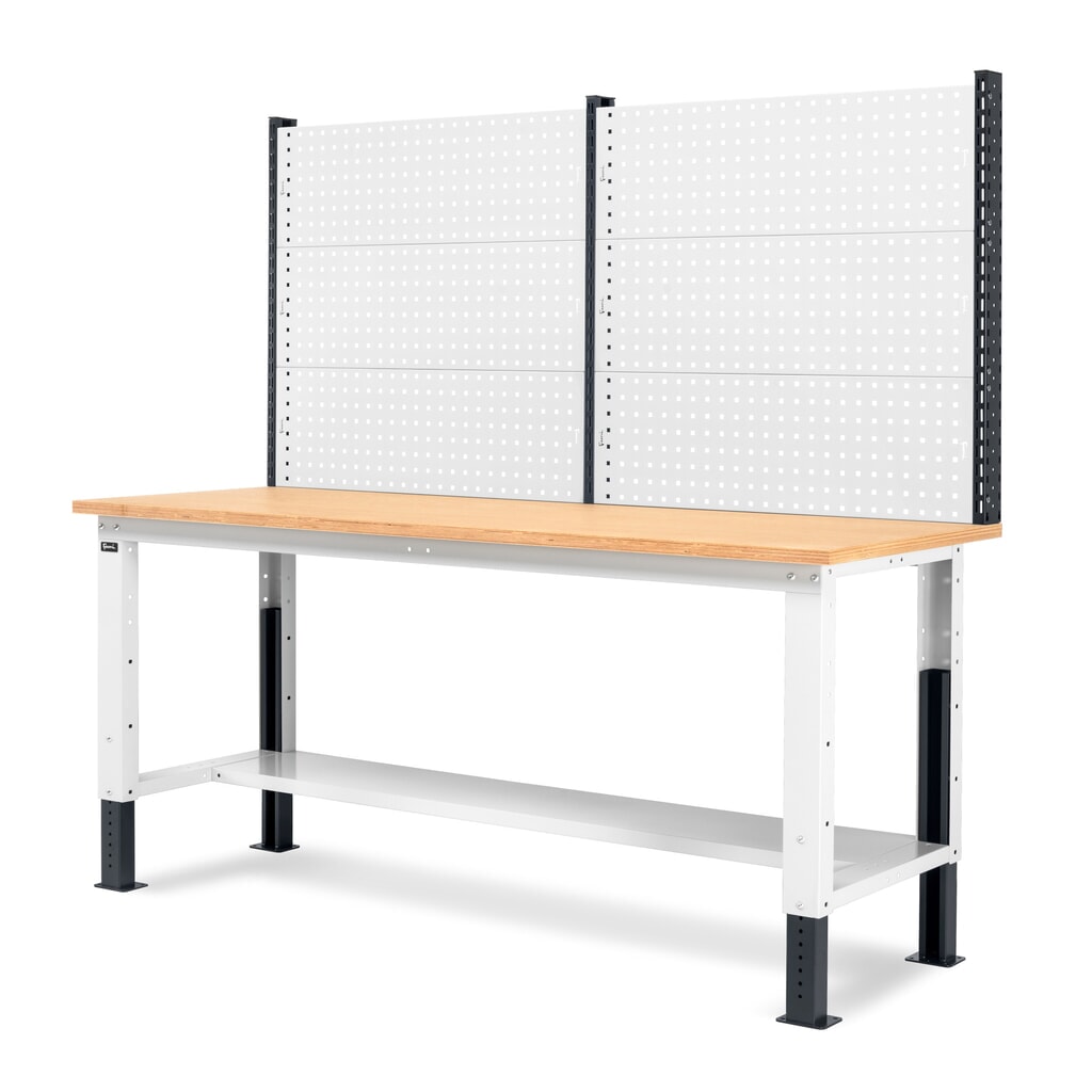 N° de l'image du produit 4 : Établi Fami, réglable en Hauteur de construction et avec Mur multifonction, capacité de charge 1 000 kg, HxLxP 740-1,110 x 2 000 x 750 mm, gris clair/RAL 7016 gris anthracite
