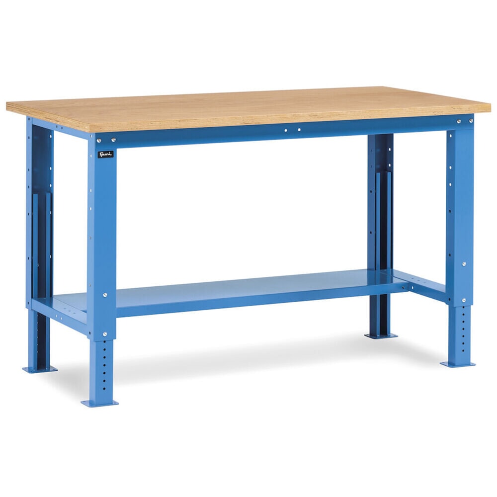 N° de l'image du produit 2 : Établi Fami, réglable en Hauteur de construction, capacité de charge 1 000 kg, HxLxP 740-1,110 x 1500 x 750 mm, RAL 5012 bleu clair