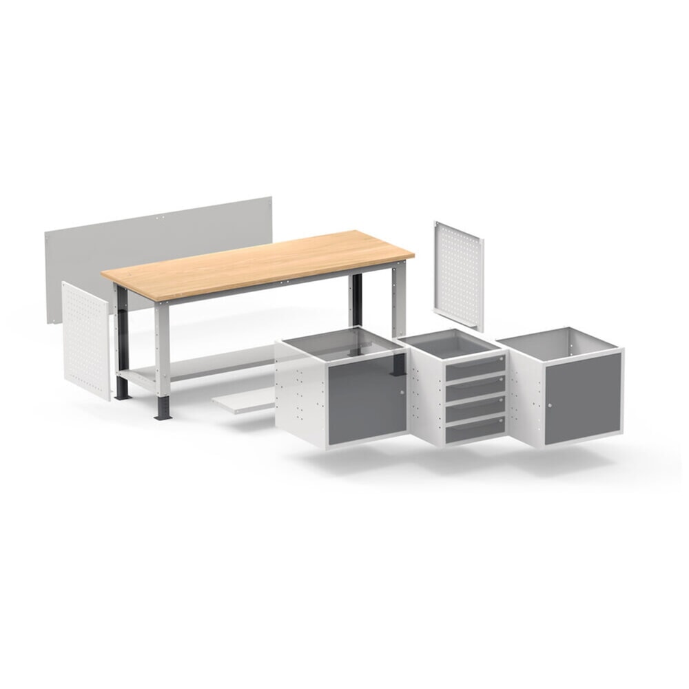 N° de l'image du produit 7 : Établi Fami, réglable en Hauteur de construction, capacité de charge 1 000 kg, HxLxP 740-1,110 x 1500 x 750 mm, RAL 5012 bleu clair