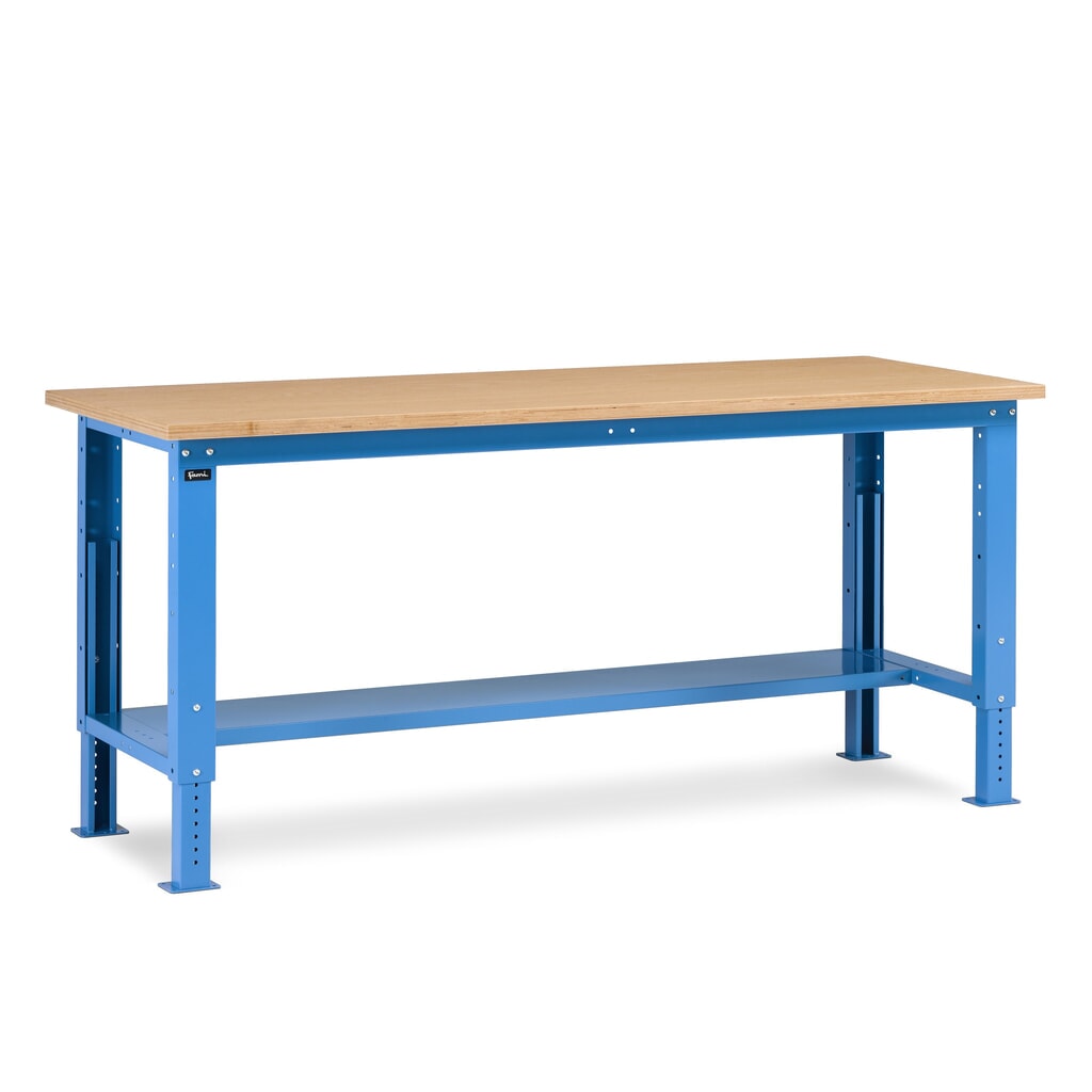 Illustration du produit: Établi Fami, réglable en Hauteur de construction, capacité de charge 1 000 kg, HxLxP 740-1,110 x 2 000 x 750 mm, RAL 5012 bleu clair