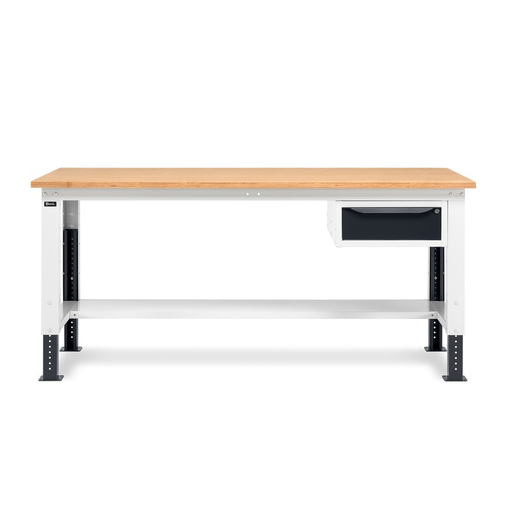 N° de l'image du produit 5 : Établi Fami, réglable en Hauteur de construction et 1 tiroir, capacité de charge 1 000 kg, HxLxP 740-1,110 x 2 000 x 750 mm, gris clair/RAL 7016 gris anthracite