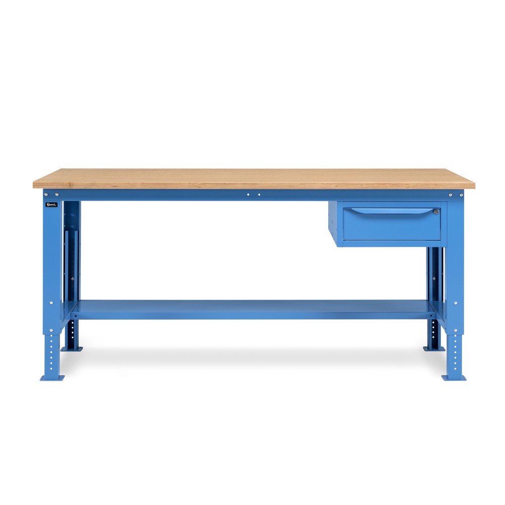 N° de l'image du produit 4 : Établi Fami, réglable en Hauteur de construction et 1 tiroir, capacité de charge 1 000 kg, HxLxP 740-1,110 x 2 000 x 750 mm, RAL 5012 bleu clair