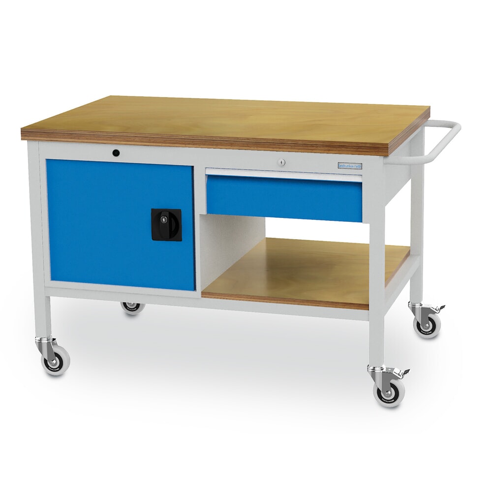 Illustration du produit: Établi mobile Bedrunka+Hirth, armoire, 1 tiroir, bleu clair