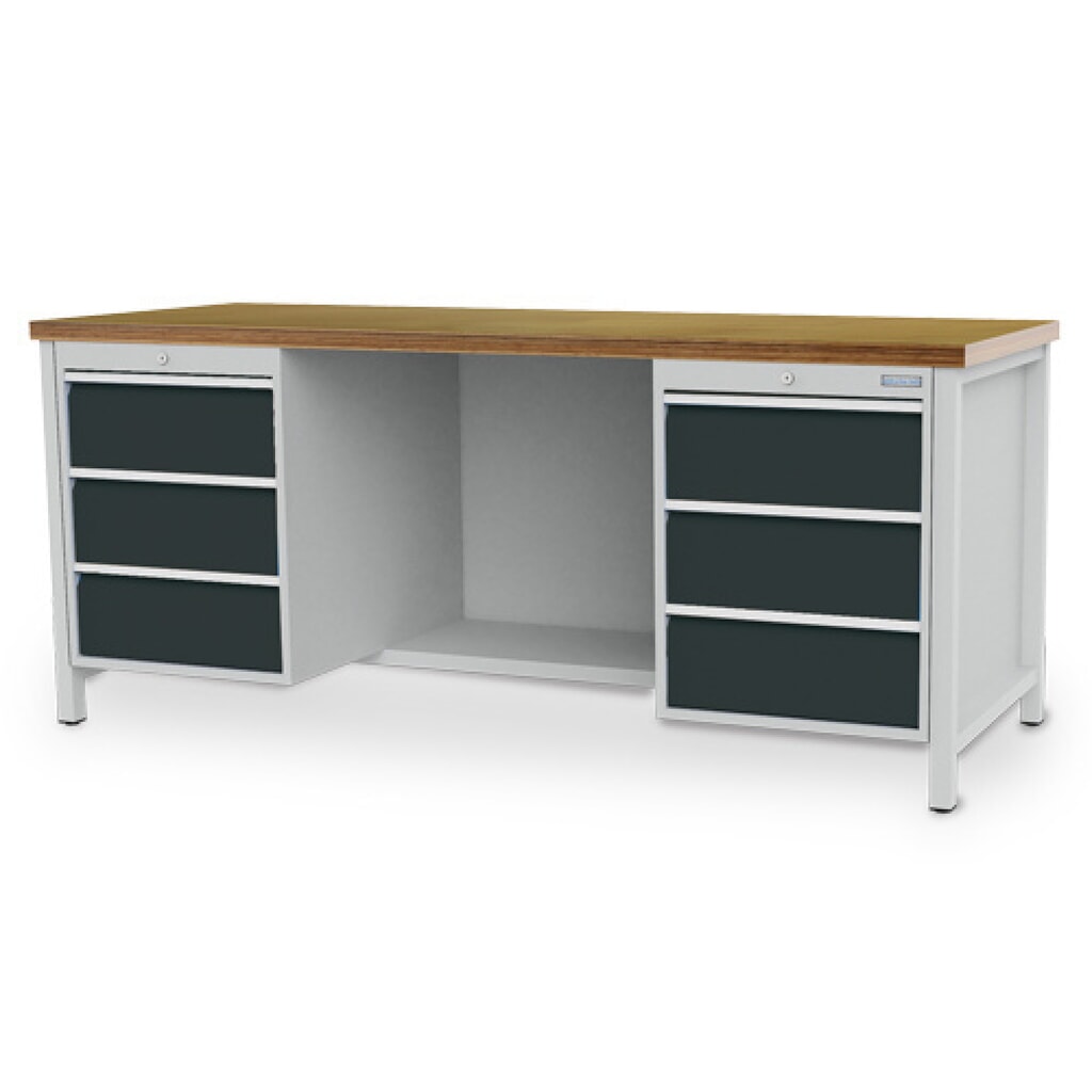 Illustration du produit: Établi R 18-24 Bedrunka+Hirth, H x l x P 859 x 2 000 x 750 mm, gris clair, gris anthracite, 6 tiroirs 6 x 200 mm