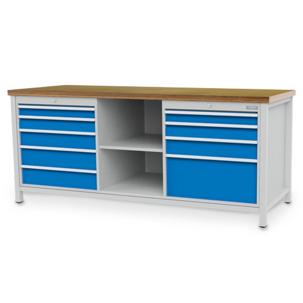 Établi R 24-24 Bedrunka+Hirth, H x l x P 859 x 2 000 x 750 mm, gris clair, bleu clair, 9 tiroirs 2 x 75 + 2 x 100 2 x 125 + 2 x 150 + 1 x 300 mm Illustration du produit: Établi R 24-24 Bedrunka+Hirth, H x l x P 859 x 2 000 x 750 mm, gris clair, bleu clair, 9 tiroirs 2 x 75 + 2 x 100 2 x 125 + 2 x 150 + 1 x 300 mm