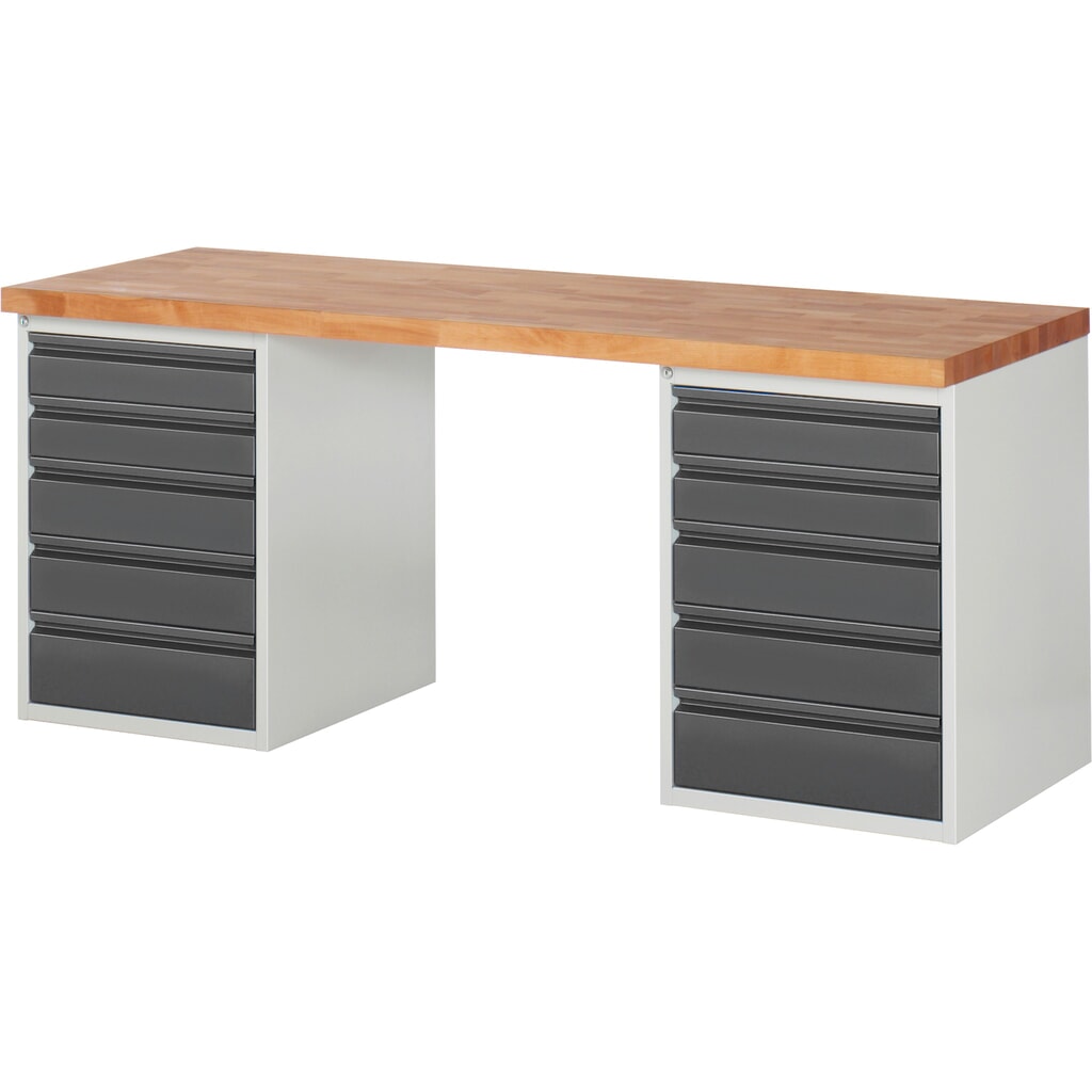 Illustration du produit: Établi Steinbock®, avec 2x 5 tiroirs, H x l x P 840 x 1 500 x 700 mm, RAL 7035/7016
