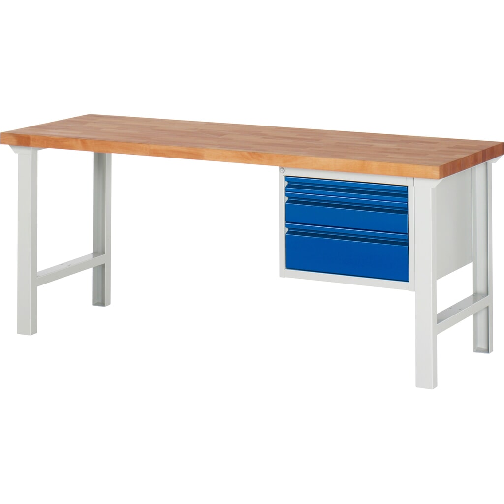 Établi Steinbock®, avec 3 tiroirs, H x l x P 840 x 2 000 x 700 mm, RAL 7035/5010 Illustration du produit: Établi Steinbock®, avec 3 tiroirs, H x l x P 840 x 2 000 x 700 mm, RAL 7035/5010