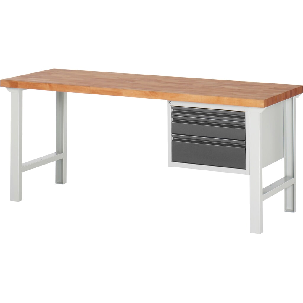 Illustration du produit: Établi Steinbock®, avec 3 tiroirs, H x l x P 840 x 2 000 x 700 mm, RAL 7035/7016