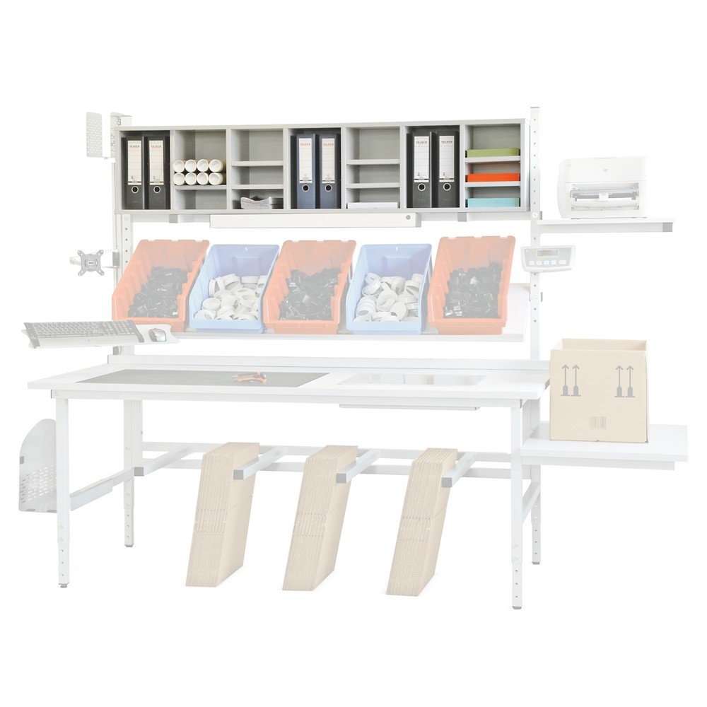 Illustration du produit: Étagère à compartiments pour table d'emballage, largeur 2 000 mm, gris clair