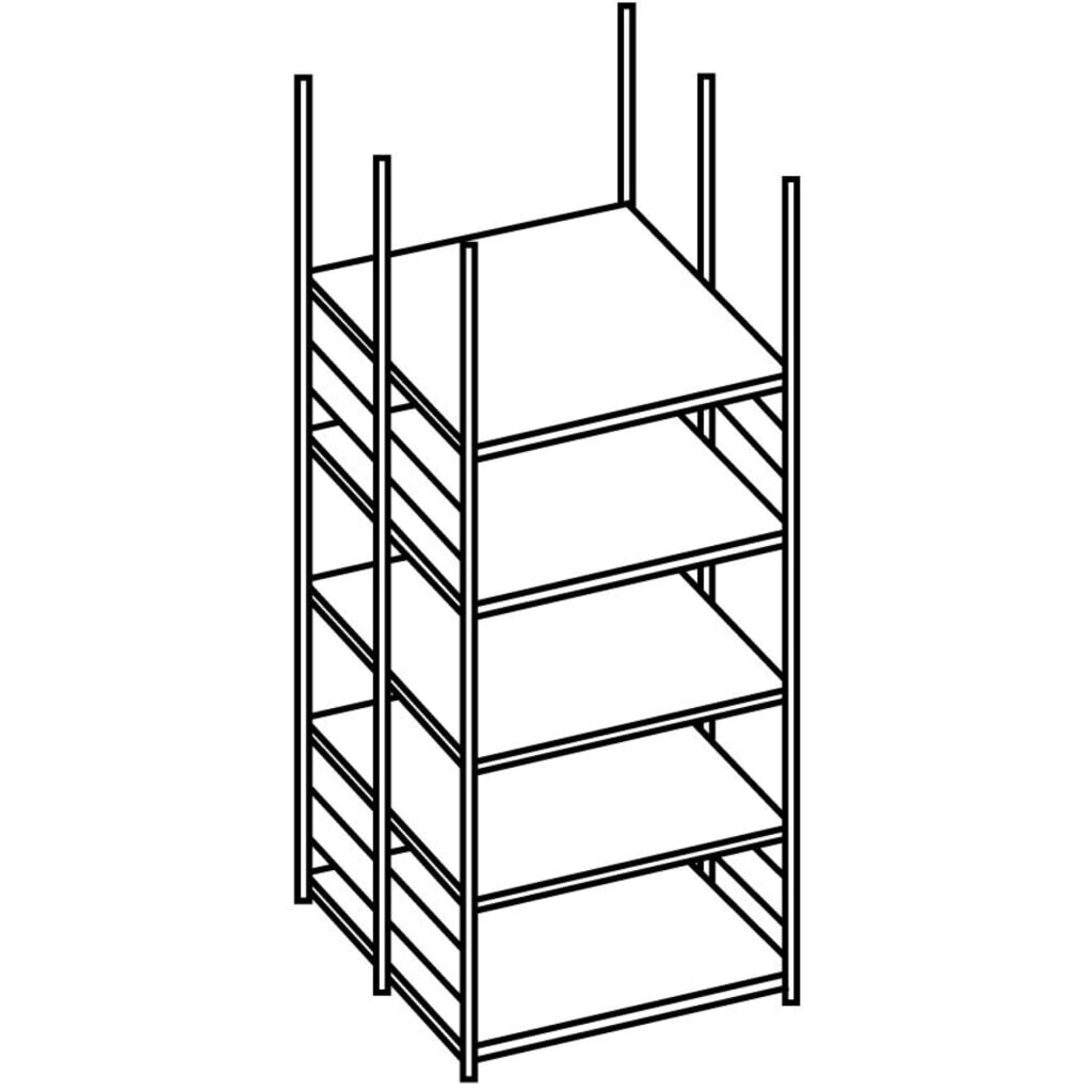 N° de l'image du produit 3 : META Étagère à dossiers, module de base, double face, sans tablette de couverture, charge par tablette 80 kg, galvanisée, HxlxP 1 850 x 1 000 x 600 mm