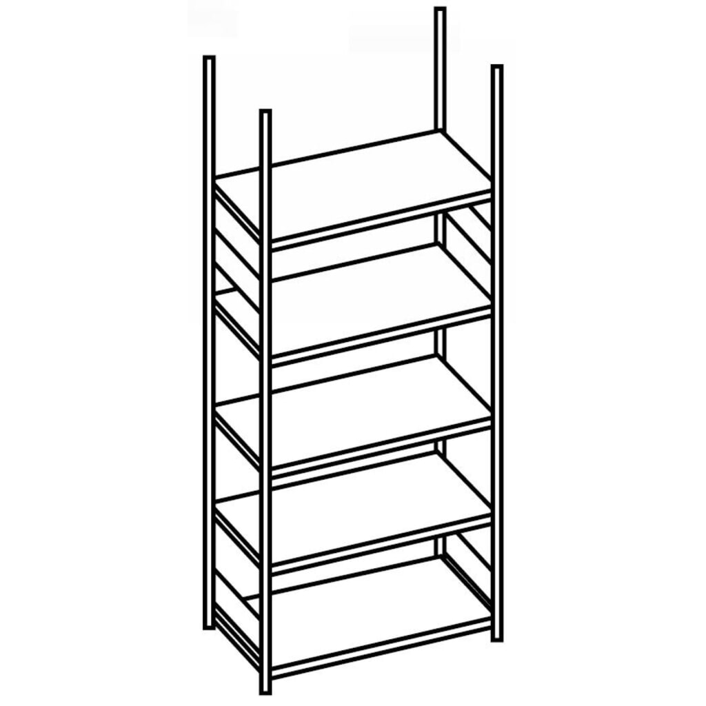 META Étagère à dossiers, module de base, simple face, sans tablette de couverture, charge par tablette 80 kg, galvanisée, HxlxP 1 850 x 750 x 300 mm N° de l'image du produit 2 : META Étagère à dossiers, module de base, simple face, sans tablette de couverture, charge par tablette 80 kg, galvanisée, HxlxP 1 850 x 750 x 300 mm