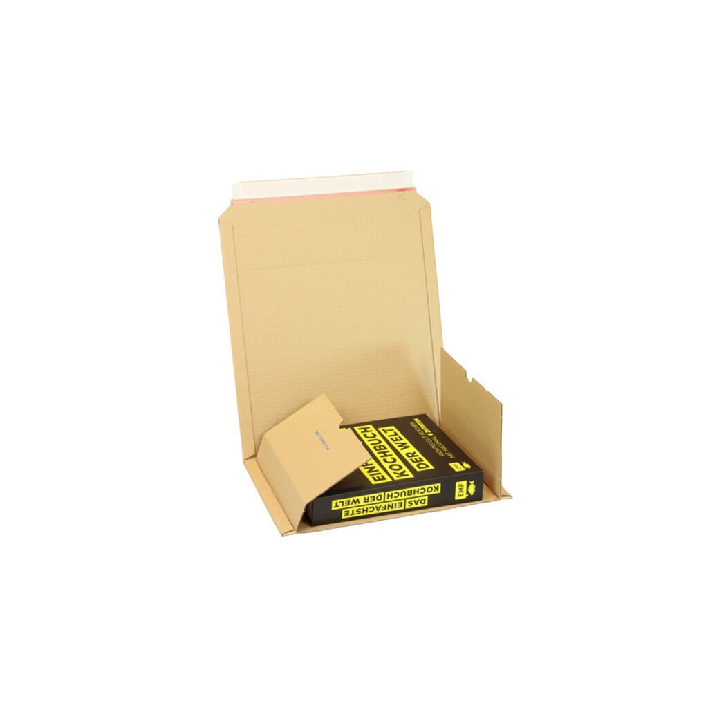 Étui-croix en carton ondulé, cannelure simple, dimensions intérieures LxlxH 302 x 215 x 20-75 mm, pour DIN A5 Illustration du produit: Étui-croix en carton ondulé, cannelure simple, dimensions intérieures LxlxH 302 x 215 x 20-75 mm, pour DIN A5