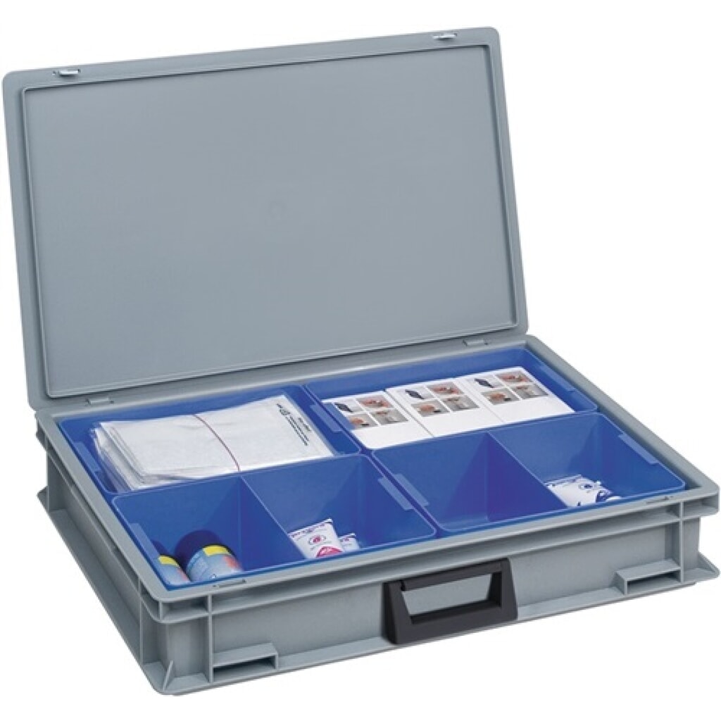 Coffrets en plastique L600xl400xH133 mm PP 1 poignée 6 boîtes compart.+fermoir c Illustration du produit: Coffrets en plastique L600xl400xH133 mm PP 1 poignée 6 boîtes compart.+fermoir c