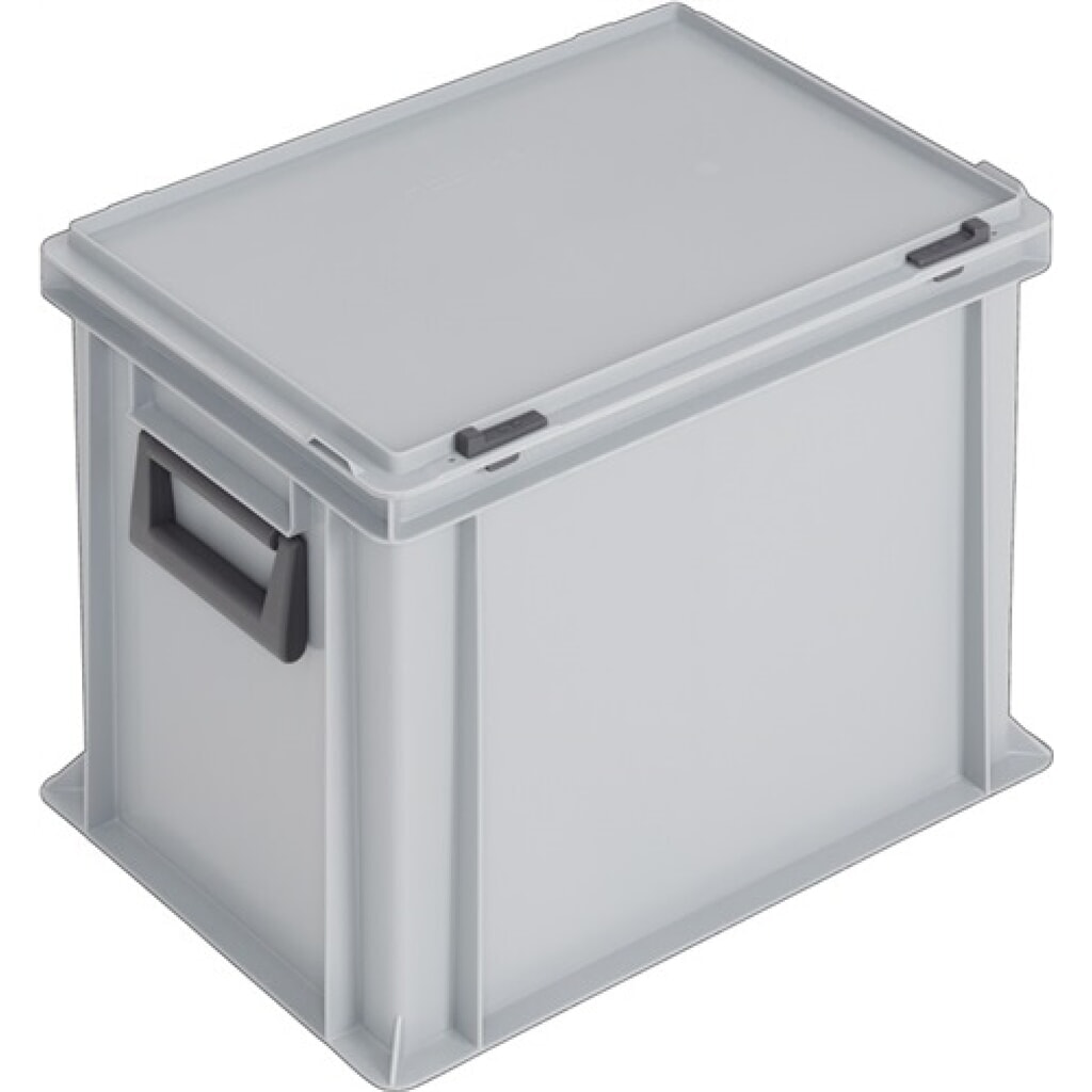 Coffrets en plastique L400xl300xH333 mm PP 2 poignées fermoir coulissant gris 31 Illustration du produit: Coffrets en plastique L400xl300xH333 mm PP 2 poignées fermoir coulissant gris 31