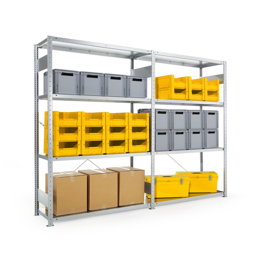 N° de l'image du produit 2 : META Rayonnage à tablettes, à une rangée, module de base, galvanisé, HxlxP 2 000 x 1 300 x 300 mm