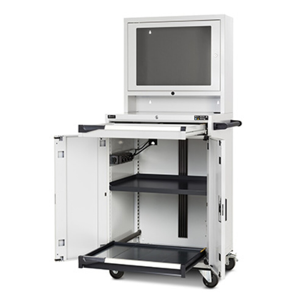 N° de l'image du produit 1 : Armoire informatique Fami Master CS, porte en polycarbonate, 1 tiroir, HxlxP 1 731 x 792 x 617 mm, gris clair