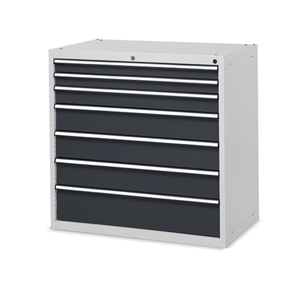 N° de l'image du produit 1 : Fami FLEXA Armoire à tiroirs, 7 tiroirs, HxlxP 1 002 x 1 023 x 600 mm, gris clair, anthracite