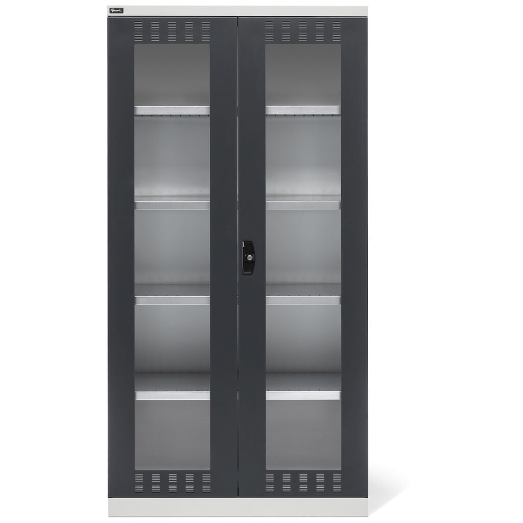 N° de l'image du produit 3 : Fami PERFOM Armoire à portes battantes avec 4 tablettes et portes transparentes, HxlxP 2 000 x 1 023 x 726 mm, gris clair, anthracite