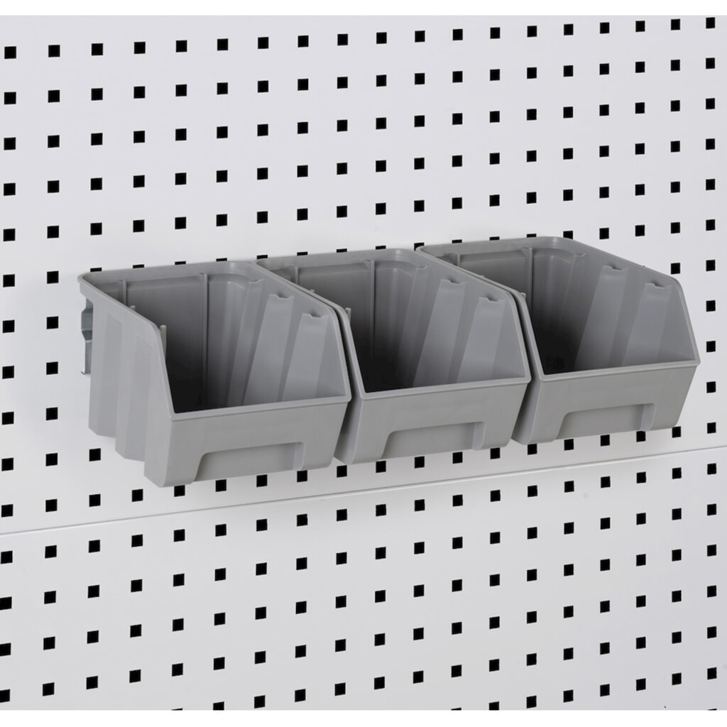 N° de l'image du produit 4 : Fami PERFOM Armoire d'atelier, 3 tiroirs, plaques perforées, bacs à bec, HxlxP 2 000 x 1 023 x 726 mm, gris clair, anthracite