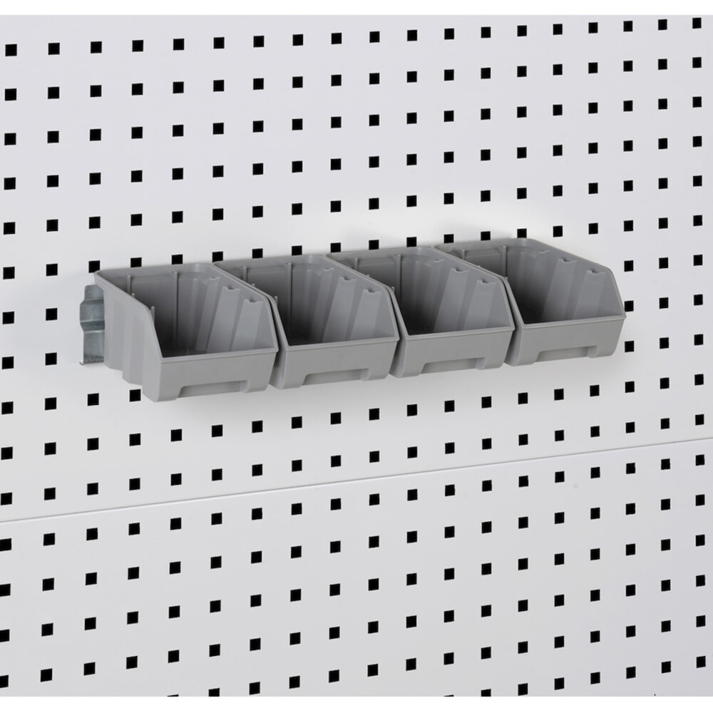 N° de l'image du produit 7 : Fami PERFOM Armoire d'atelier, 4 tablettes perforées, 3 tiroirs, plaques perforées pour porte, bacs à bec, HxlxP 2 000 x 1 023 x 726 mm, gris clair, anthracite