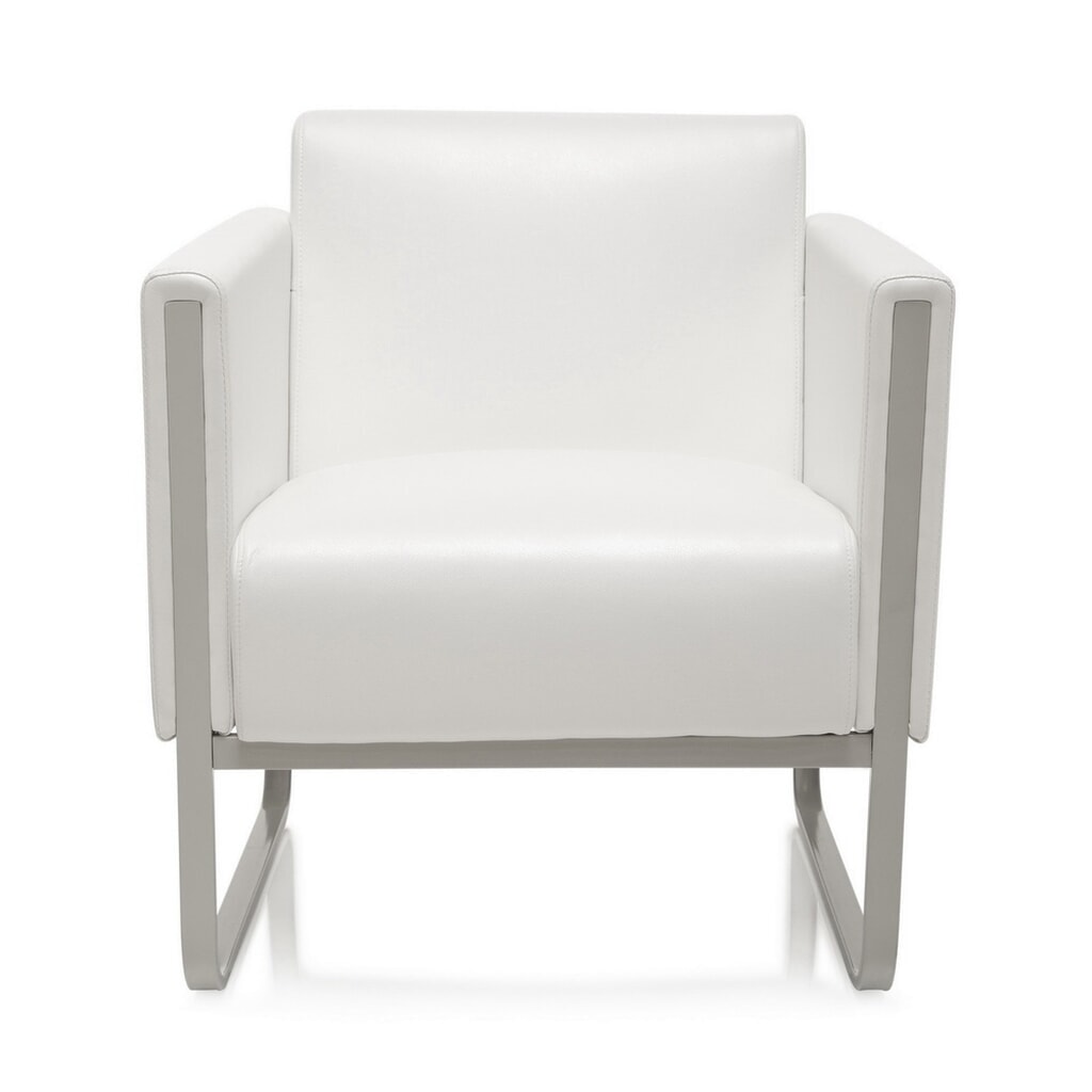 Fauteuil lounge hjh OFFICE ARUBA piètement gris clair similicuir, 1 place, blanc N° de l'image du produit 1 : Fauteuil lounge hjh OFFICE ARUBA piètement gris clair similicuir, 1 place, blanc