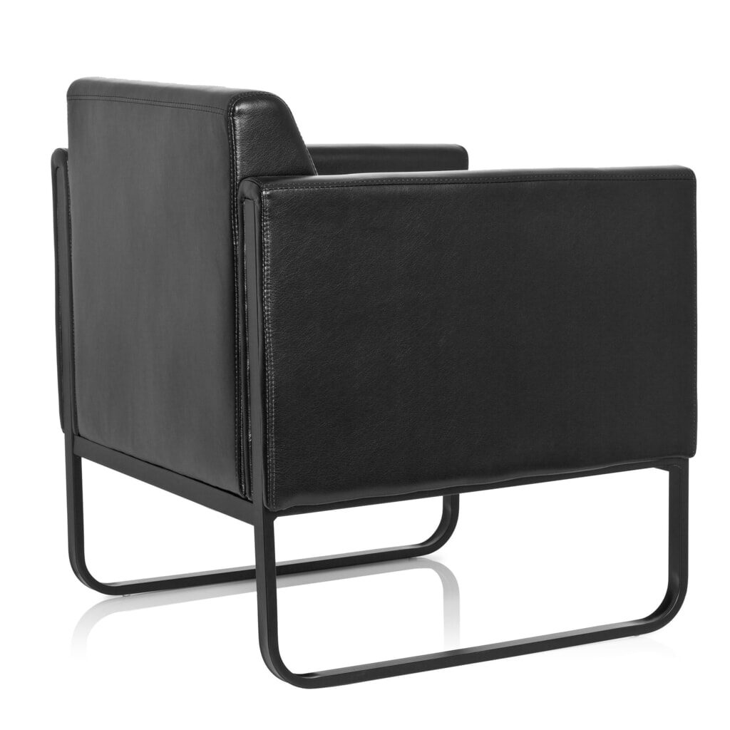 Fauteuil lounge hjh OFFICE BALI BLACK piètement noir similicuir lisse, 1 place, noir N° de l'image du produit 5 : Fauteuil lounge hjh OFFICE BALI BLACK piètement noir similicuir lisse, 1 place, noir
